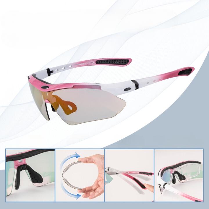 Lunettes de Vélo Polarisées Ultra-légère Branches Amovibles Rose 4/5