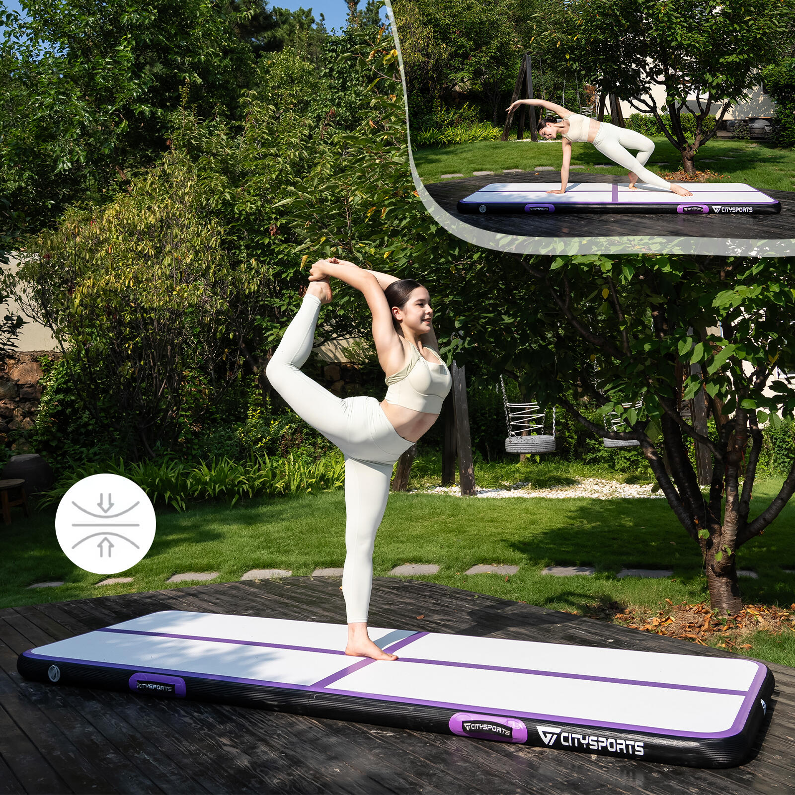 Colchoneta inflable para gimnasio con bomba eléctrica, CITYSPORTS. 6/6