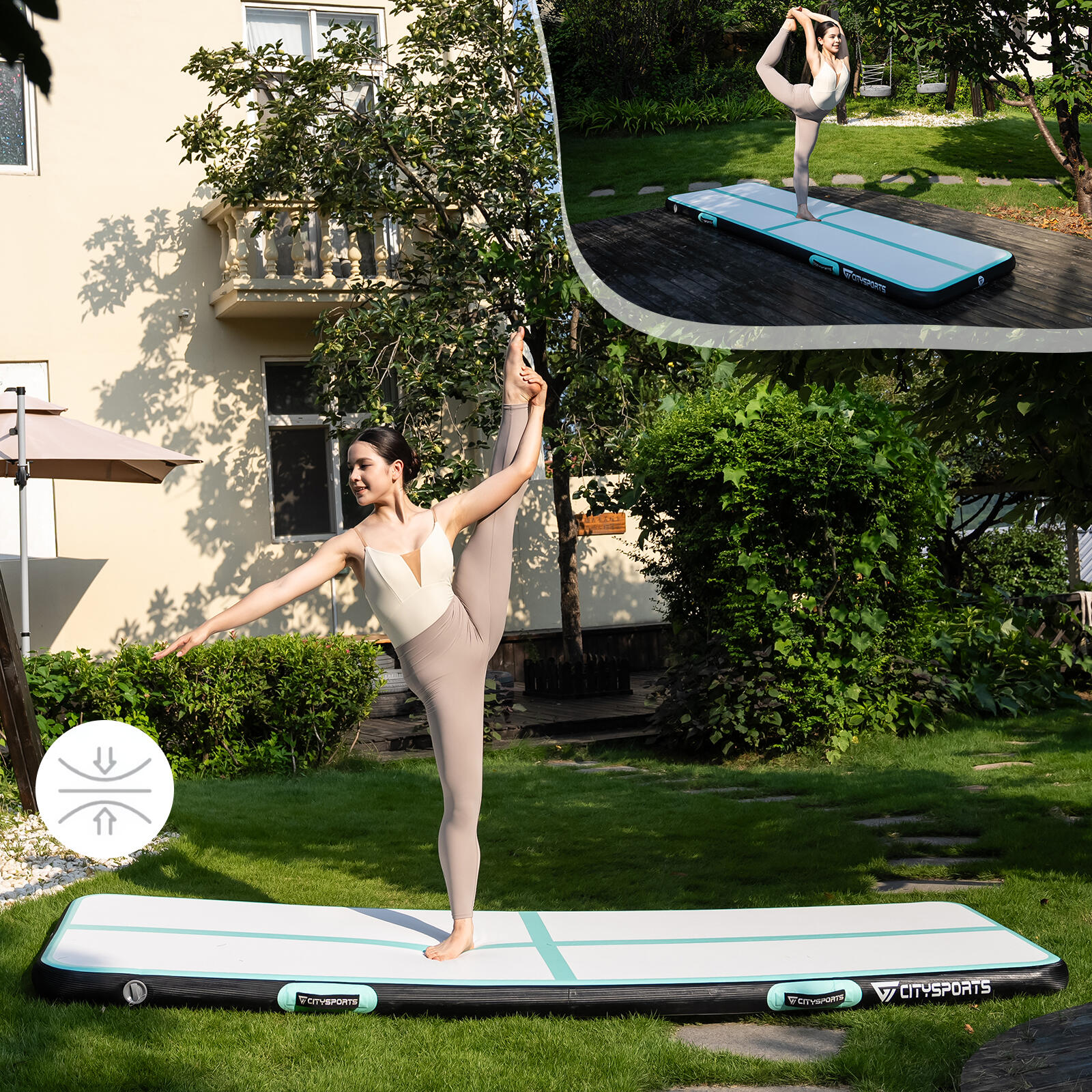 Aufblasbare Gymnastikmatte mit elektrischer Pumpe, Luftmatte - 10cm Dicke 5/7