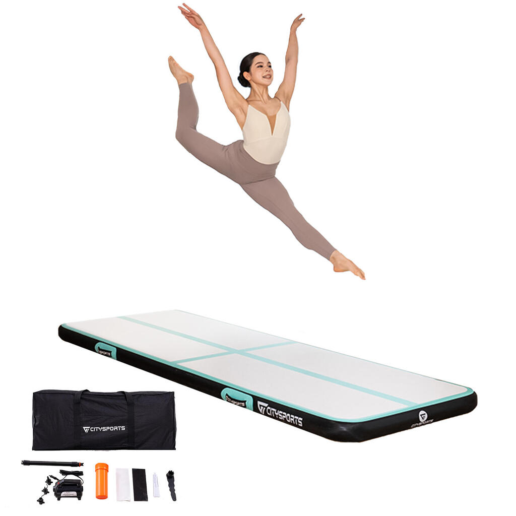 Inflatable gym mat with electric pump, CITYSPORTS. Space-saving.