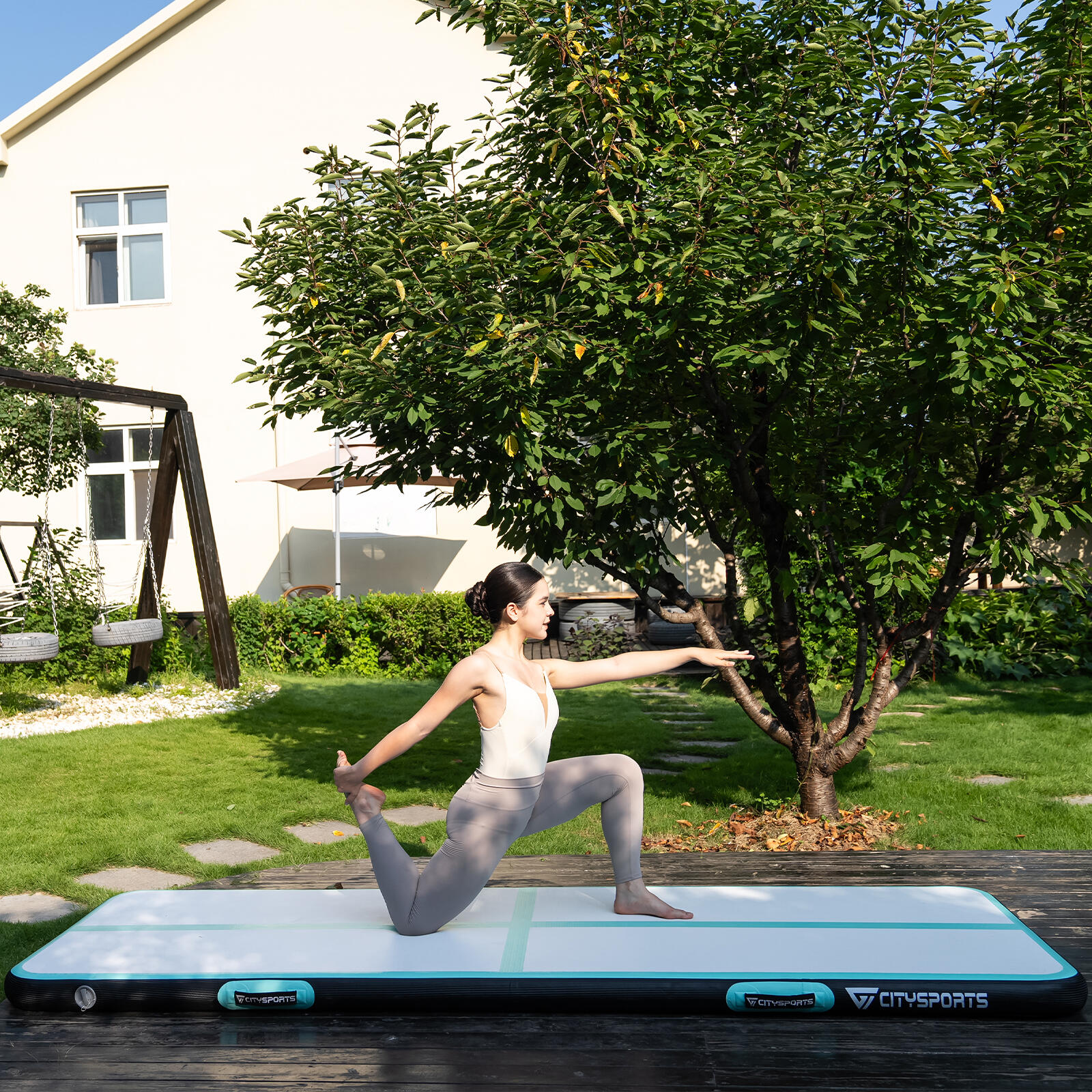 Aufblasbare Gymnastikmatte mit elektrischer Pumpe, Luftmatte - 10cm Dicke 7/7