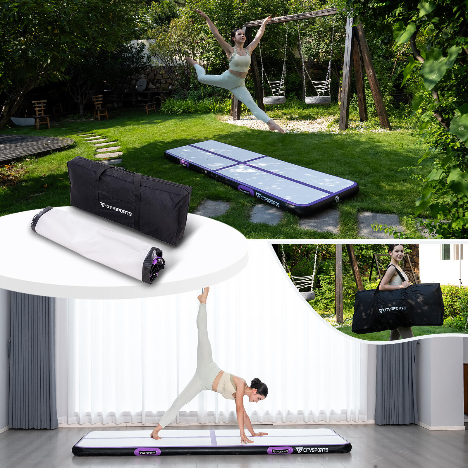 Colchoneta inflable para gimnasio con bomba eléctrica, CITYSPORTS. 5/6