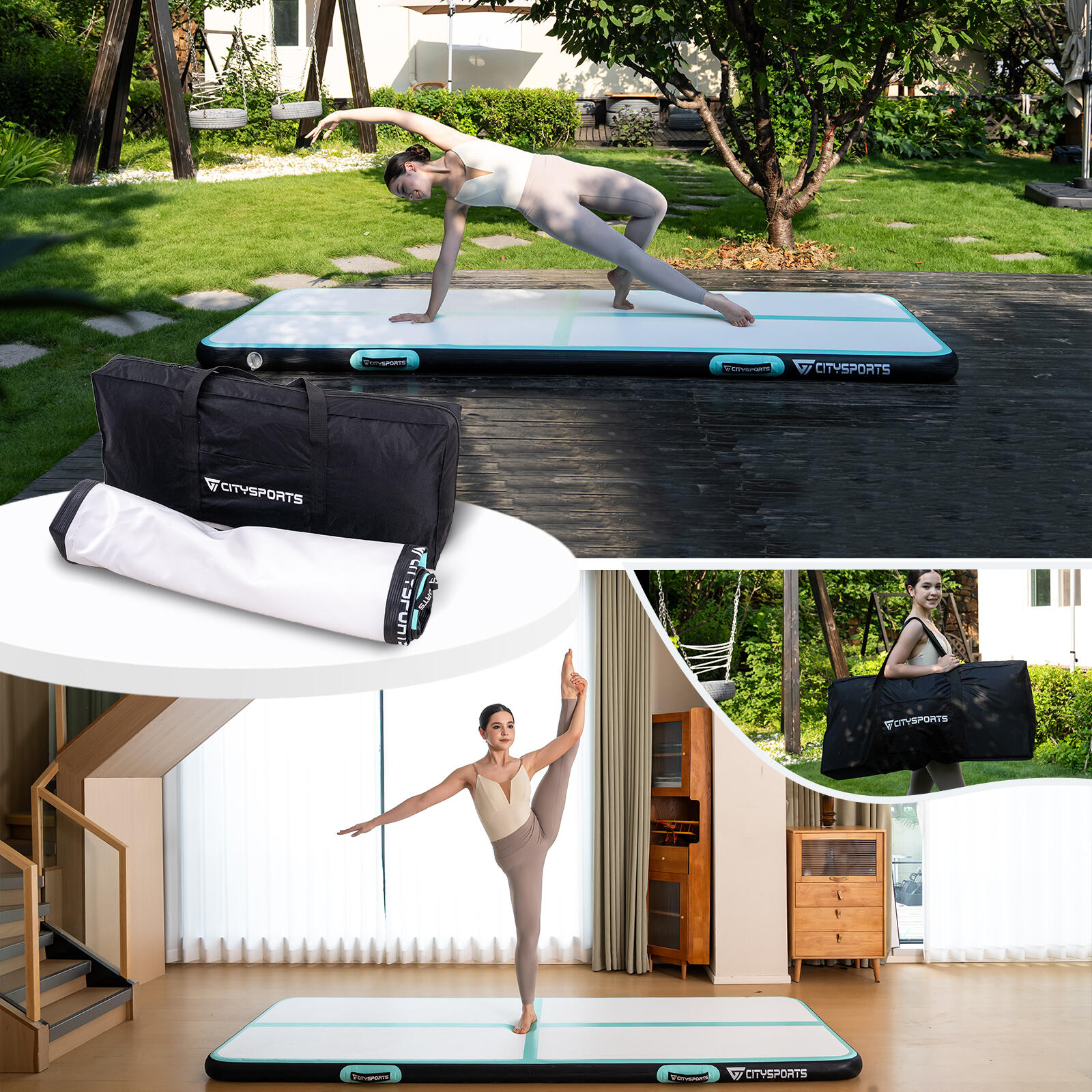 Aufblasbare Gymnastikmatte mit elektrischer Pumpe, Luftmatte - 10cm Dicke 4/7
