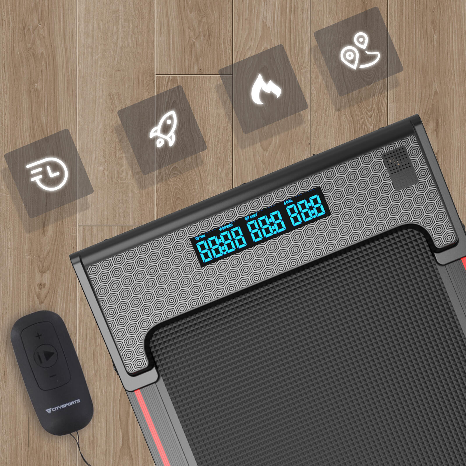 Tapis de Marche Inclinable 13.41%.ZX1,440W,6.0km/h,Télécommande,Noir Rouge 7/7