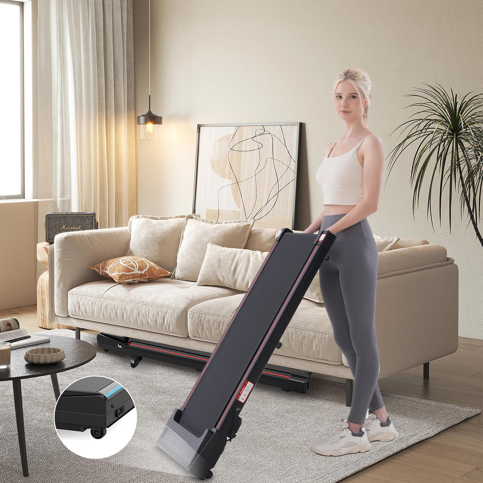 Tapis de Marche Inclinable 13.41%.ZX1,440W,6.0km/h,Télécommande,Noir Rouge 4/7