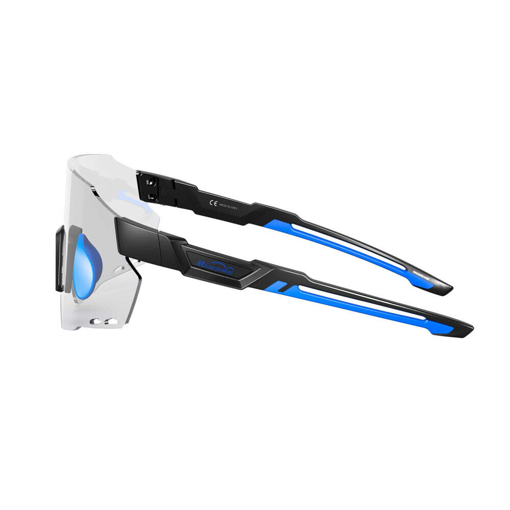 WindBreaker meekleurende zonnebril - WB002B - zwart/blauw + lichtgrijze lens 5/6