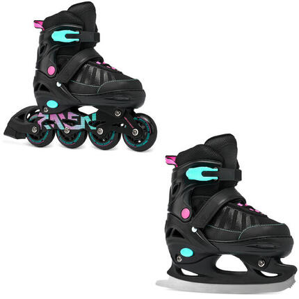 Verstellbare Rollschuhe Schlittschuhe 2in1 Oxen Schwarz/Mint Anodized