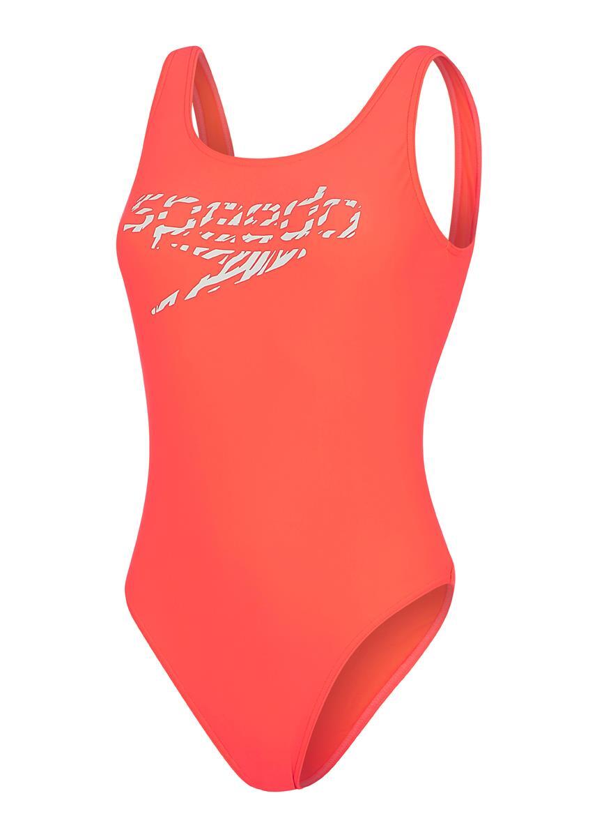 Maiô Speedo Logo Deep U-Back - Vermelho Siren / Branco - UK Tamanho 30 2/5