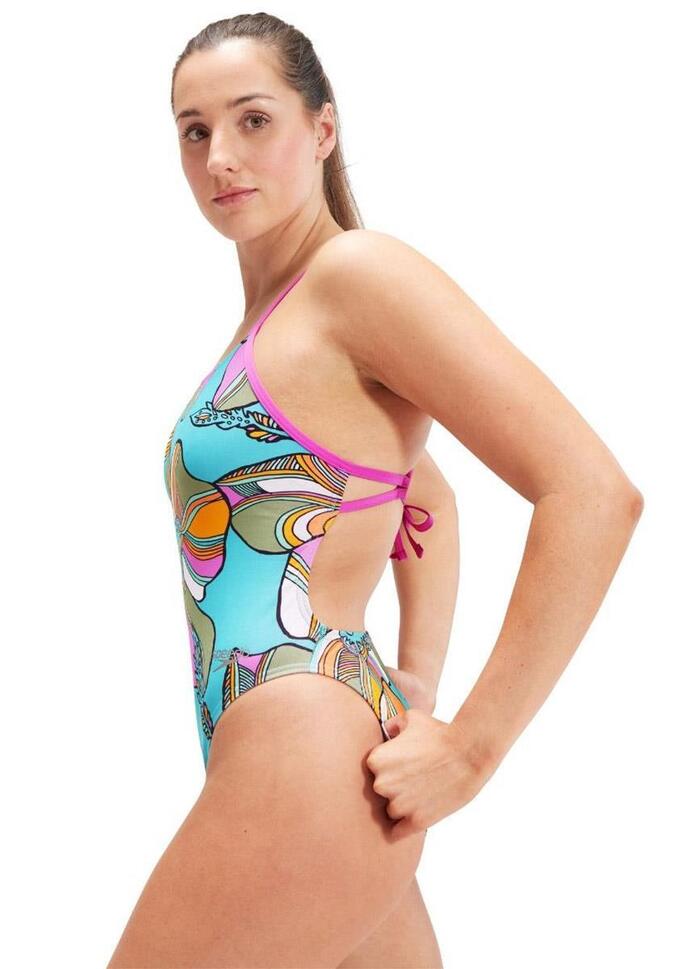 Strój Kąpielowy Speedo Digital Tie Back – Aqua/Fioletowy/Zielony – Rozmiar 38