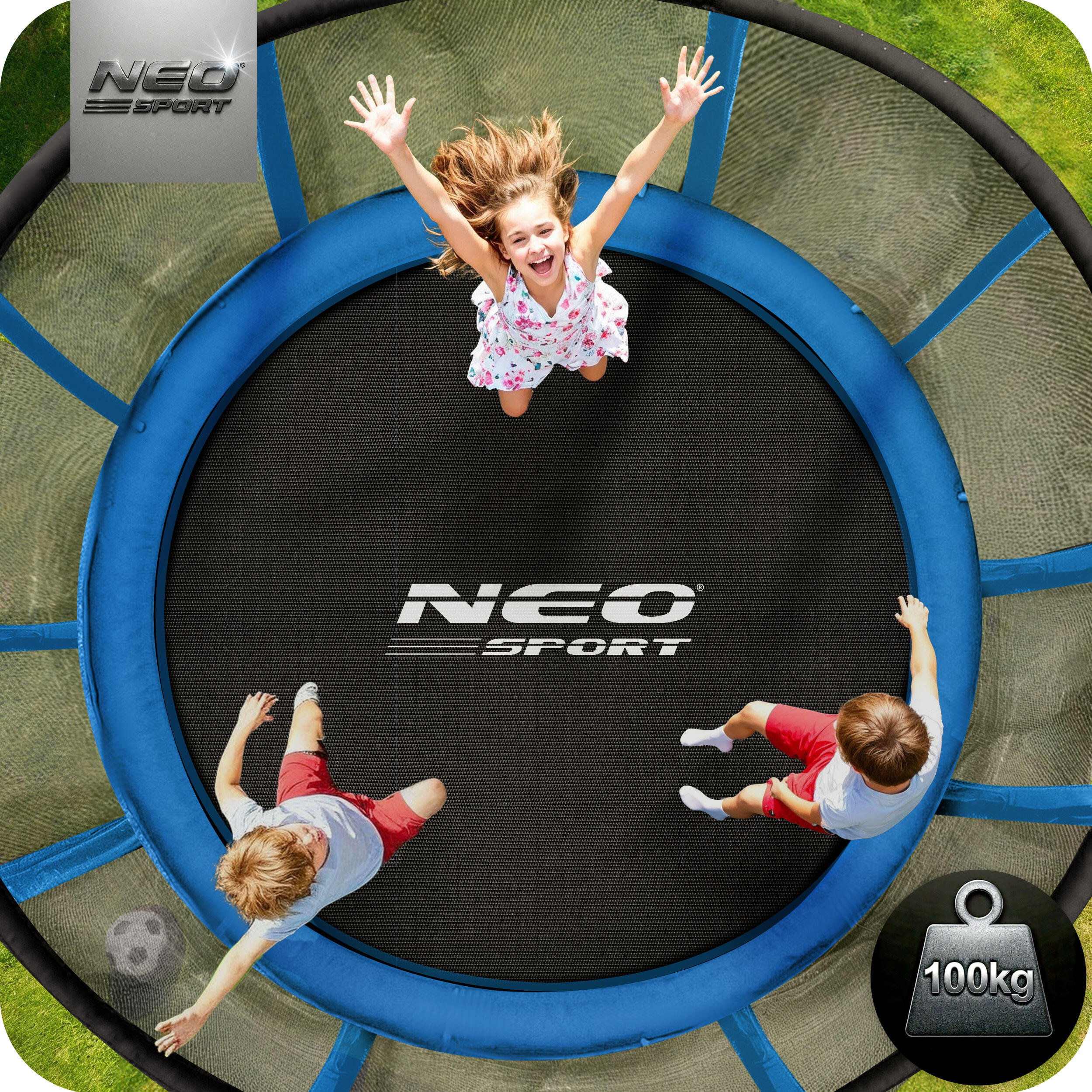 Cama elástica gimnasia niño con red y escalera Neo-Sport Ns-08z181 azul 4/7