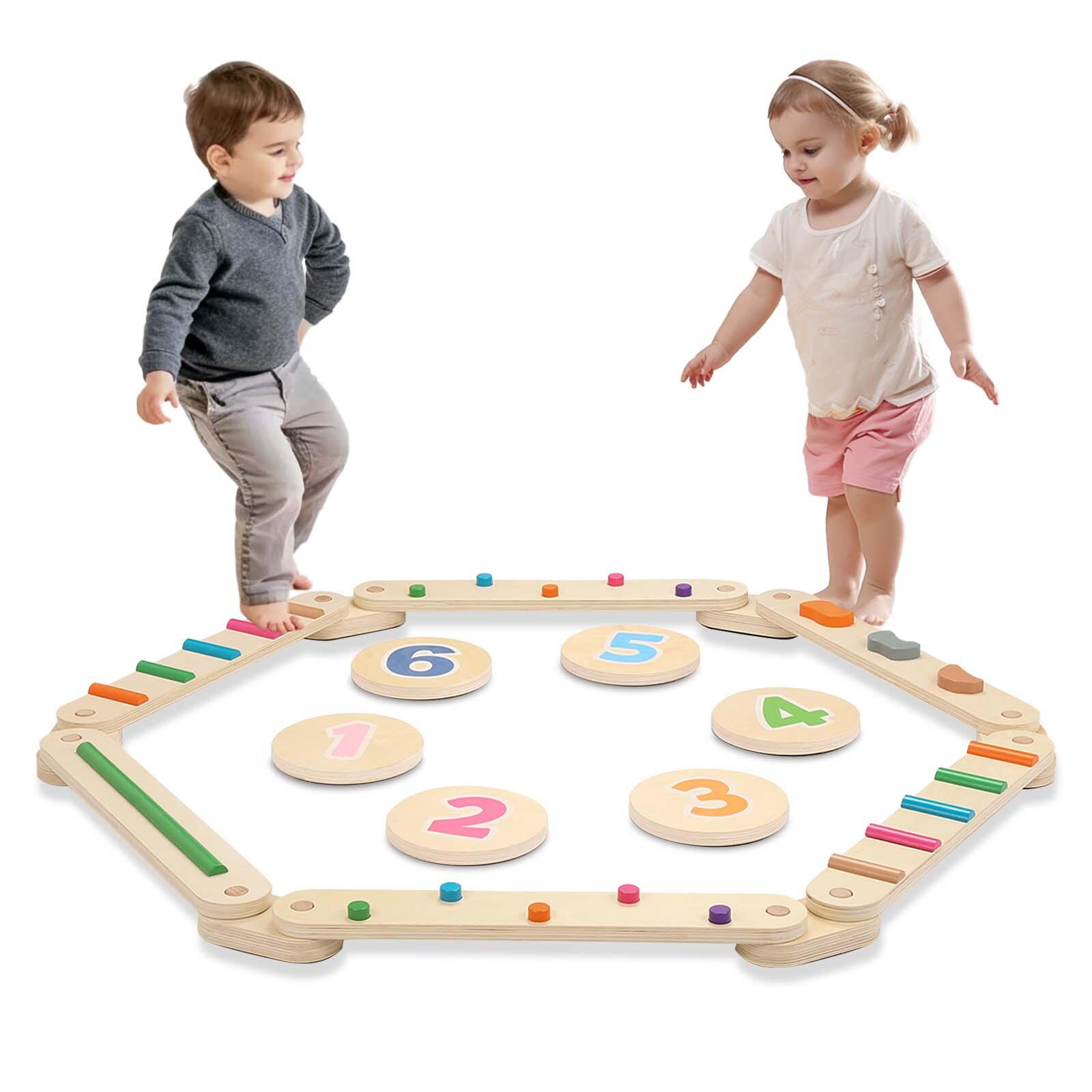 Chemin d’équilibre en bois pour enfants avec chiffres 4/7