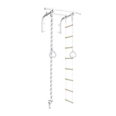 Sbarra per trazioni da parete con accessori ginnici per bambini