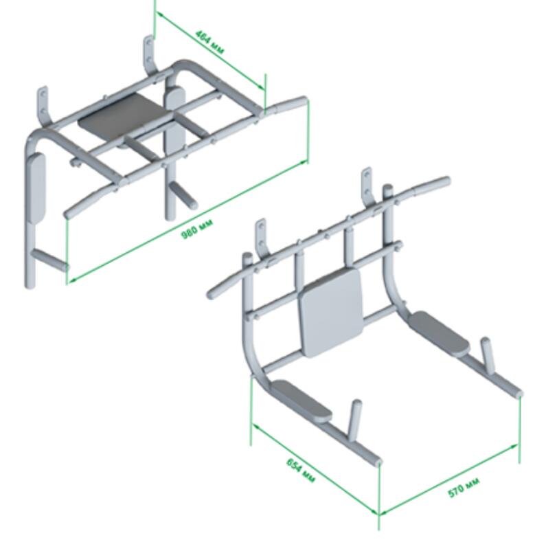 Unisex Sport Optrekstang wandmontage 3-in-1 met dipstation en rugleuning Zwart 4/7