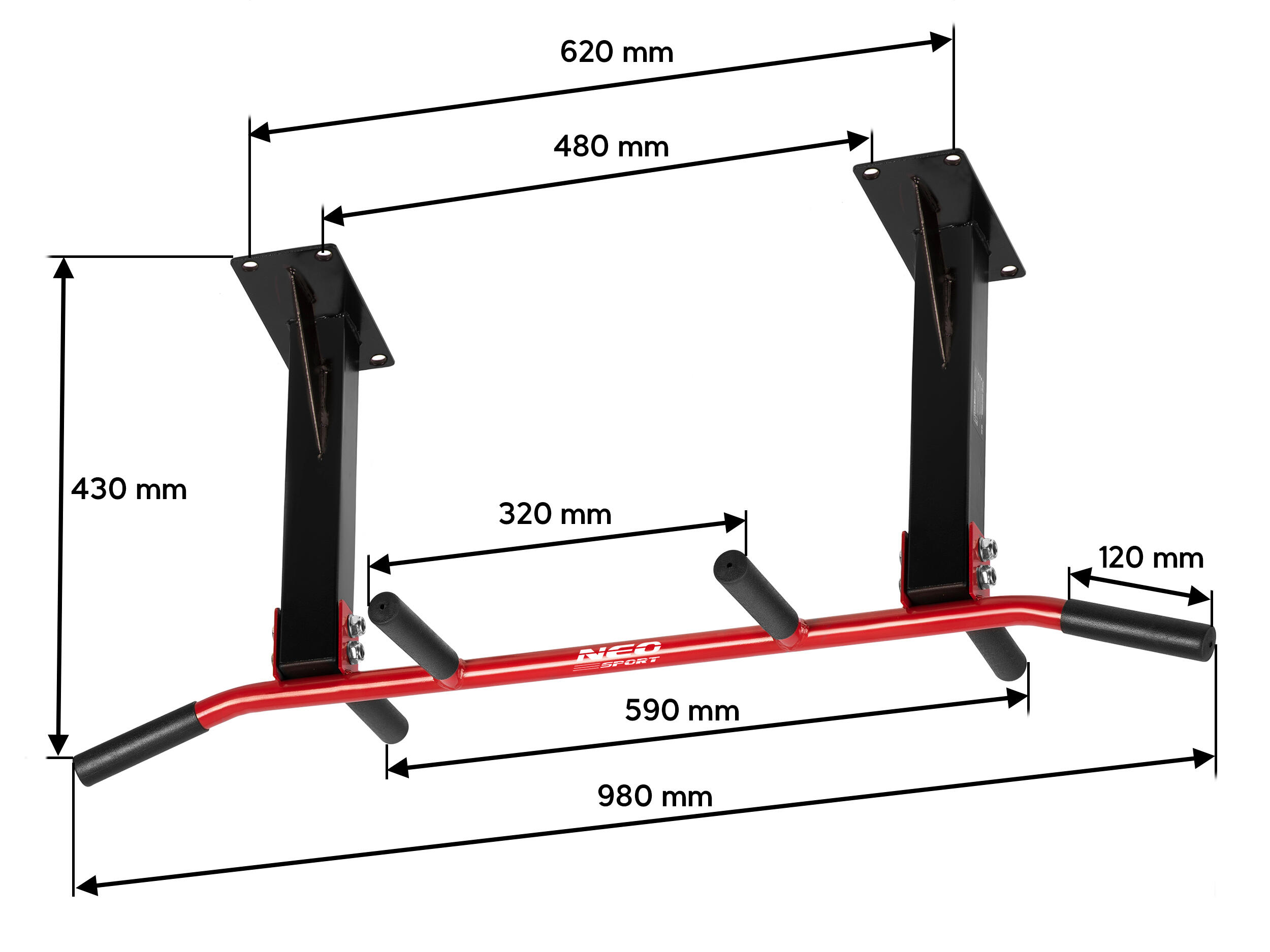 Barra de tracción para adulto Neo-Sport NS-317 negra 5/7
