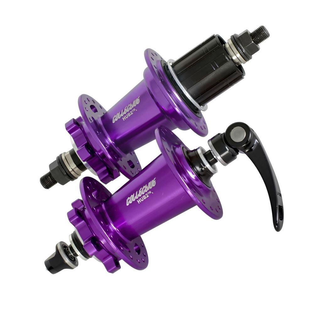 HUB2 Front & Rear Bike Wheel Hub Set - Purple | Decathlon