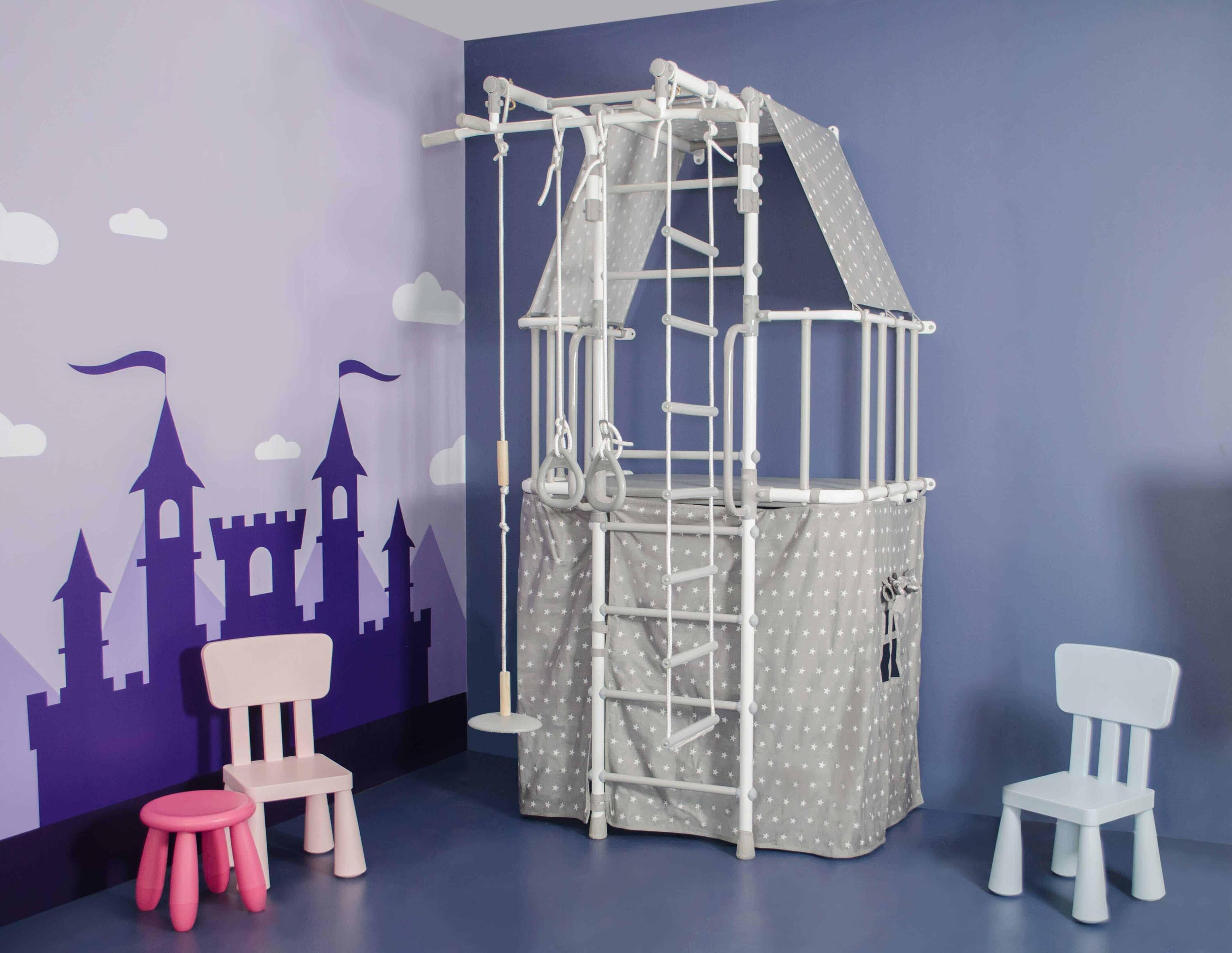 Kinder binnenspeeltuin wandrek speelhius speeltent Indigo Pastel Turkoois 3/7