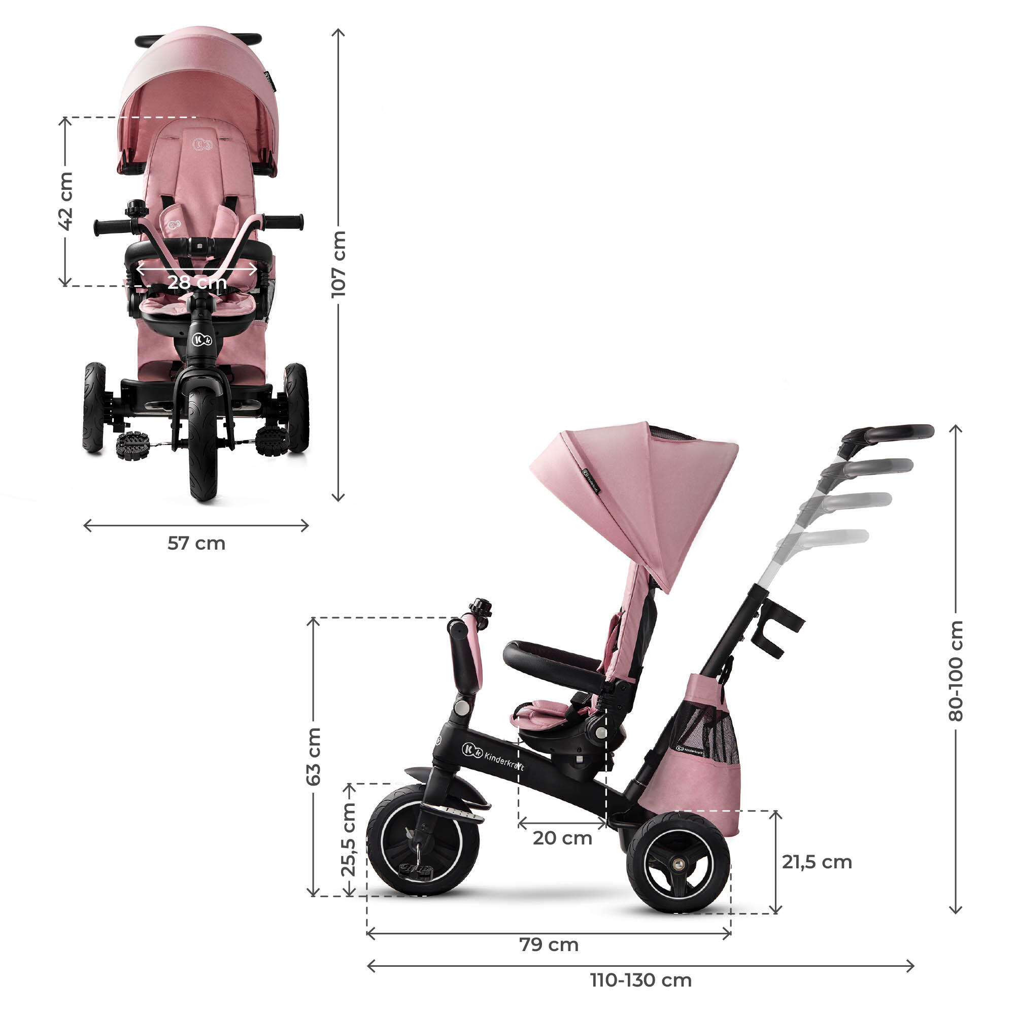 EASYTWIST rosa evolutionäres Dreirad 7/7
