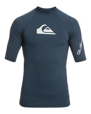 Upf 50 rash vest met korte mouw all time blau heren
