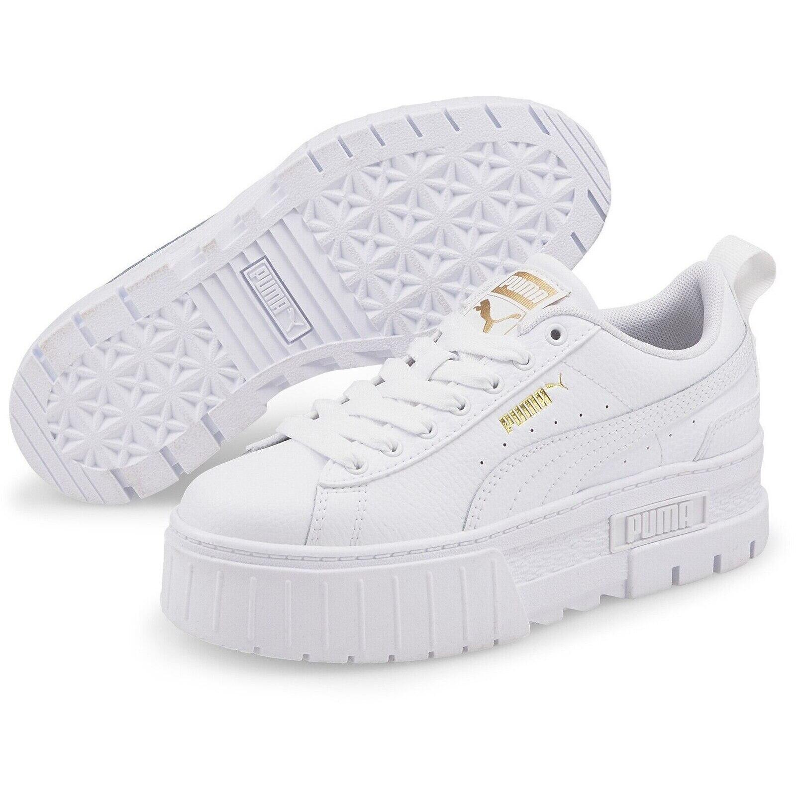 Baskets Puma Mayze Lth Jr, Blanc, Unisexe 5/7