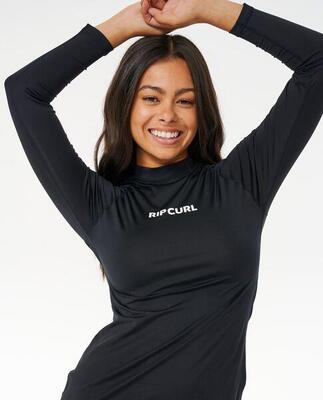 Dames langarm uv-bescherming classic surf t-shirt zwart