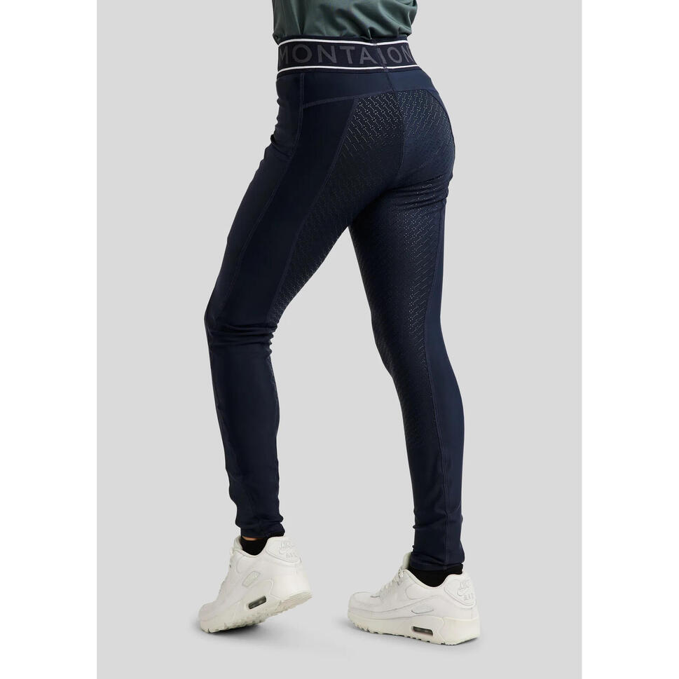 Dziewczęce legginsy jeździeckie z pełną przyczepnością Montar MoAva VIV Logo