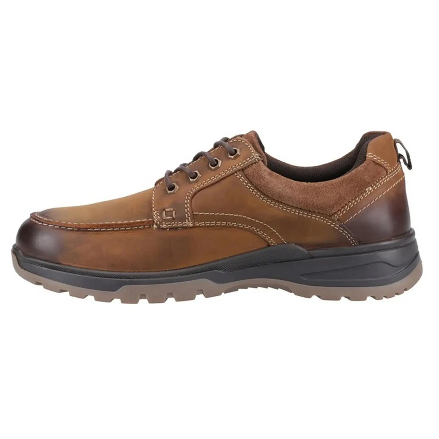 Mens Percy Leather Lace Up Trainers (Tan) 3/5