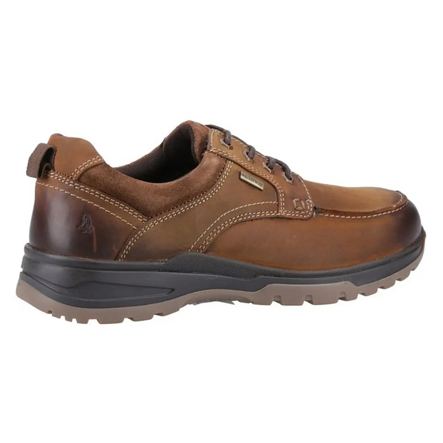 Mens Percy Leather Lace Up Trainers (Tan) 2/5