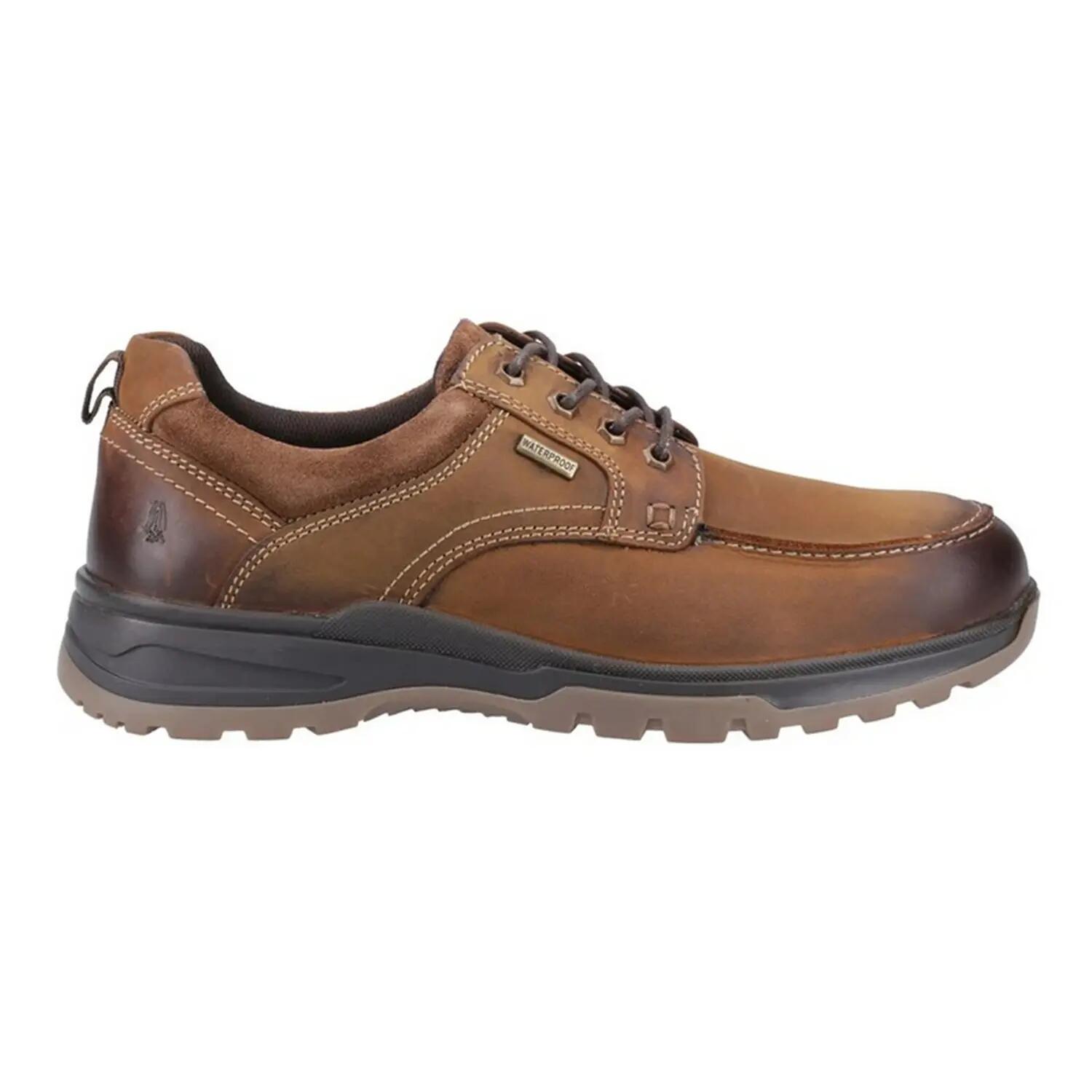 Mens Percy Leather Lace Up Trainers (Tan) 4/5