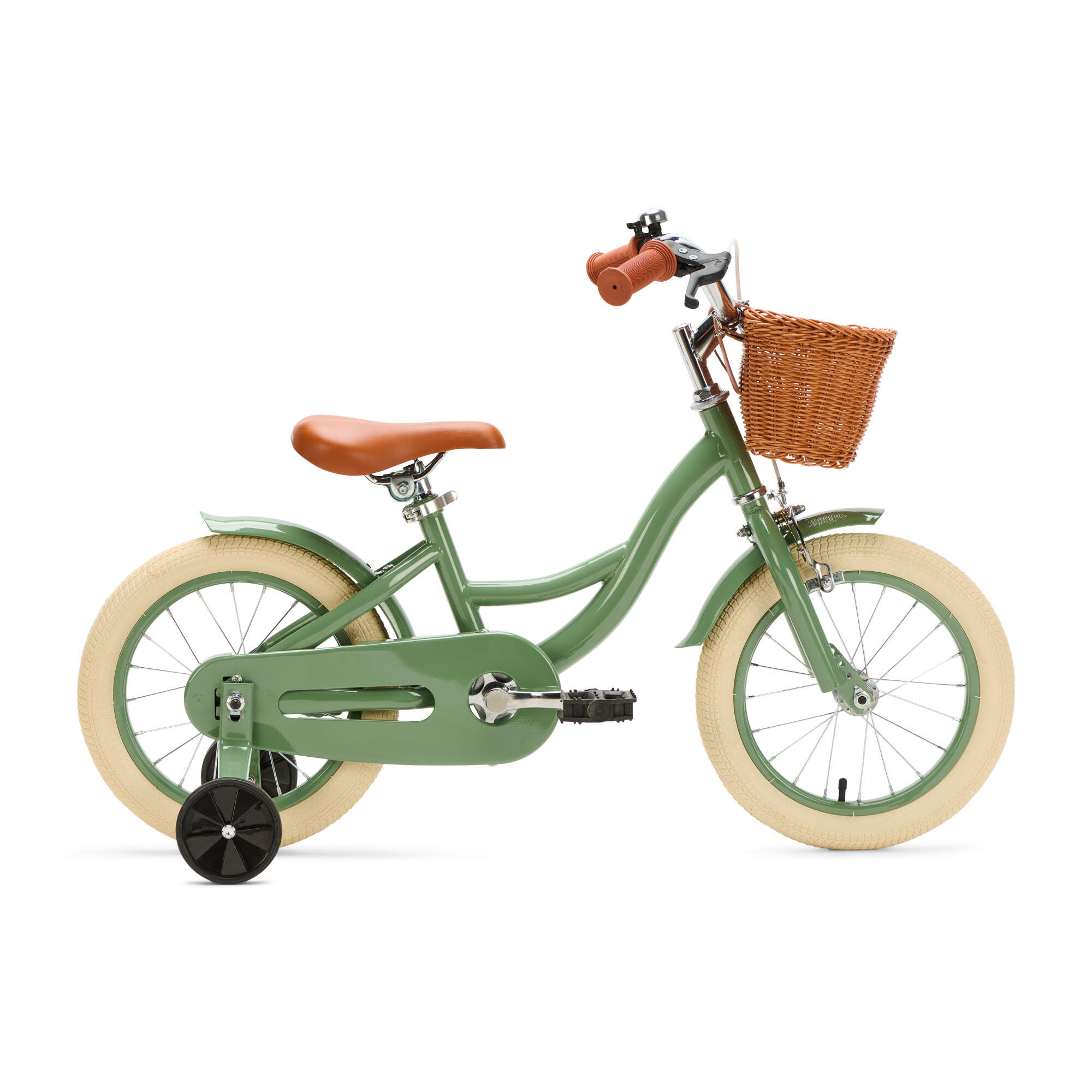 Generation blanco 14 polegadas verde-azeitona – bicicleta infantil com cesto