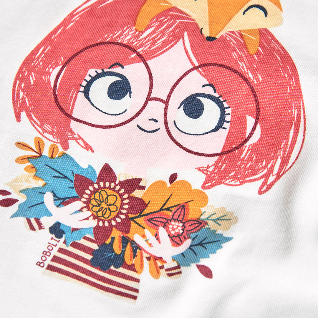Camiseta Gimnasia Niña Boboli Blanco 3/4