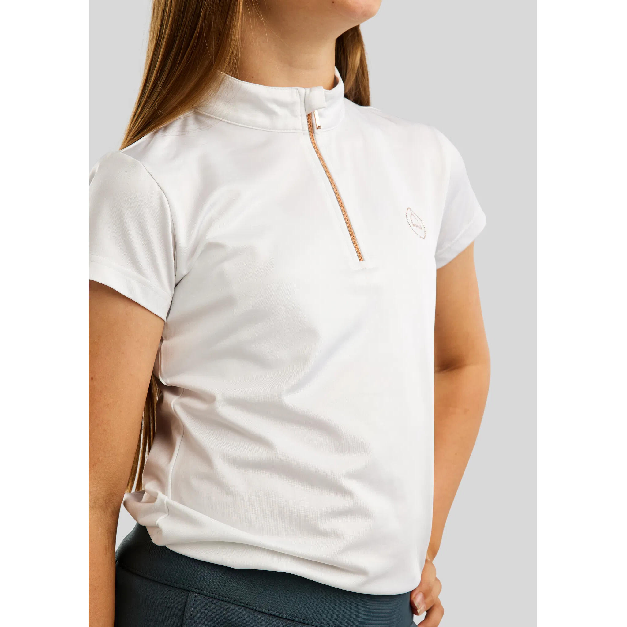 Camiseta de equitación infantil Montar Everly Rosegold 3/4