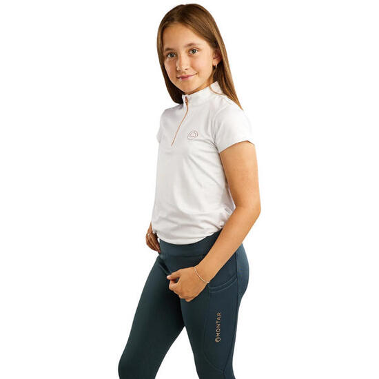 T-shirt equitazione bambina Montar MoEverly Rosegold Crystals