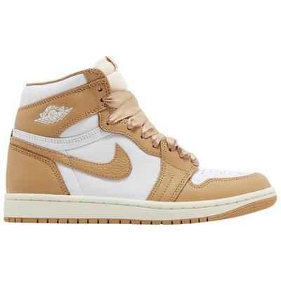 Dames air jordan 1 retro og praline leather high cut trainers (tan)