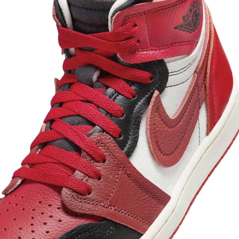 "Air Jordan 1" Sneaker für Damen, Leder Herren Rot/Weiß/Schwarz 3/5