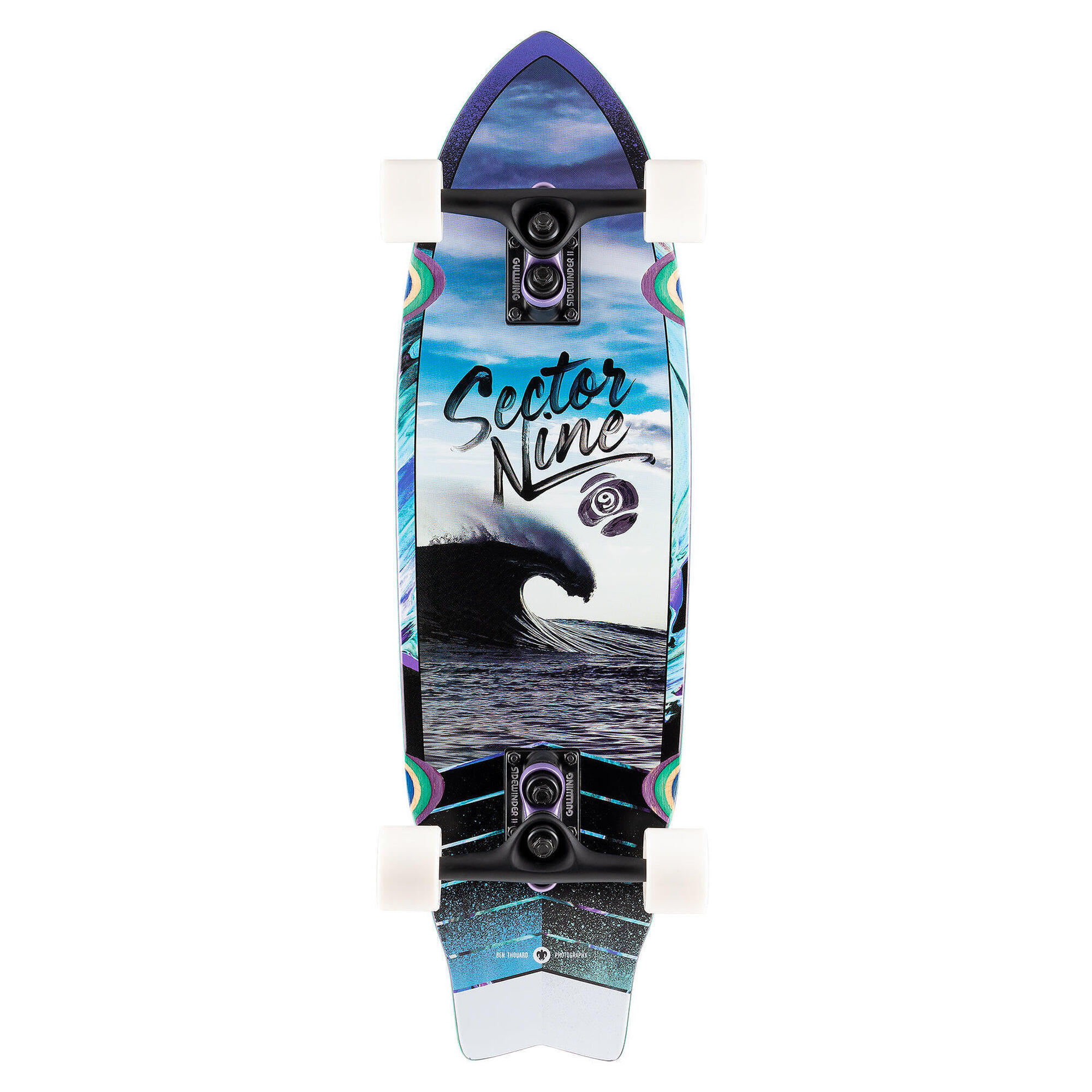 Sector 9 - Longboard Complet Wavepark Carver Shadow - Longboard Skate - Bleu - 77 Cm - Decathlon
