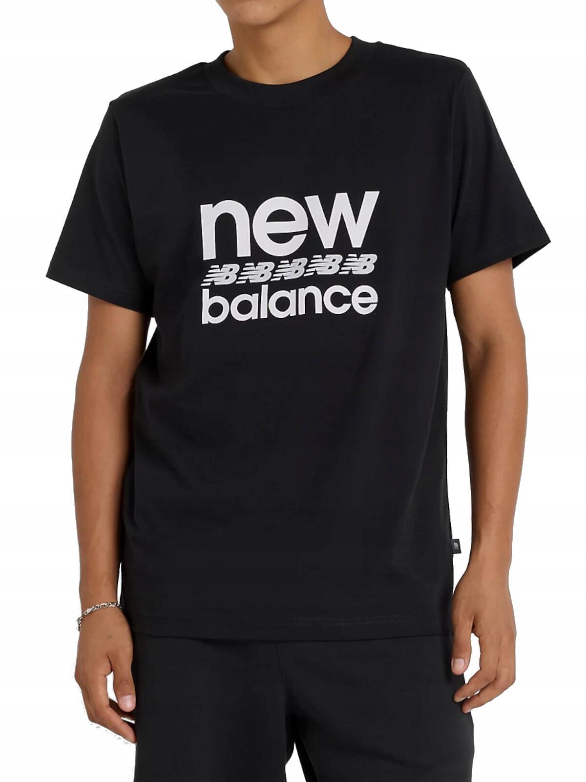 KOSZULKA męska T-SHIRT NEW BALANCE MT51940BK czarna bawełniana sportowa S 1/4