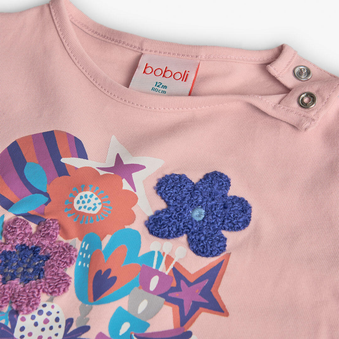 Camiseta Gimnasia Niña Boboli Rosa 3/4
