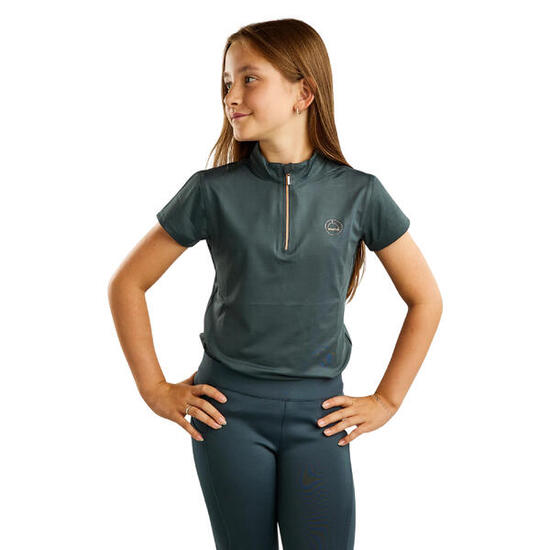 T-shirt equitazione bambina Montar MoEverly Rosegold Crystals