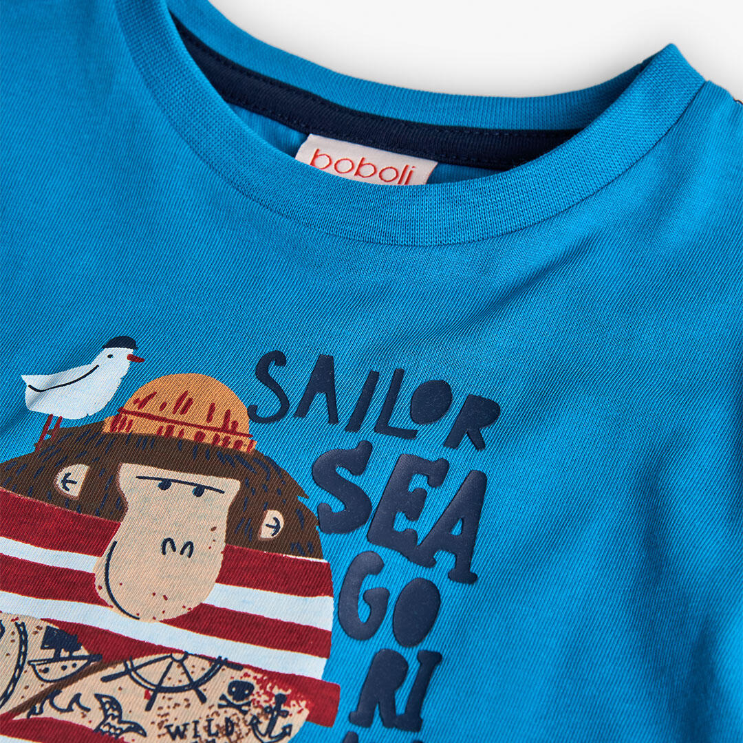 Camiseta Gimnasia Niño Boboli Azul 3/4