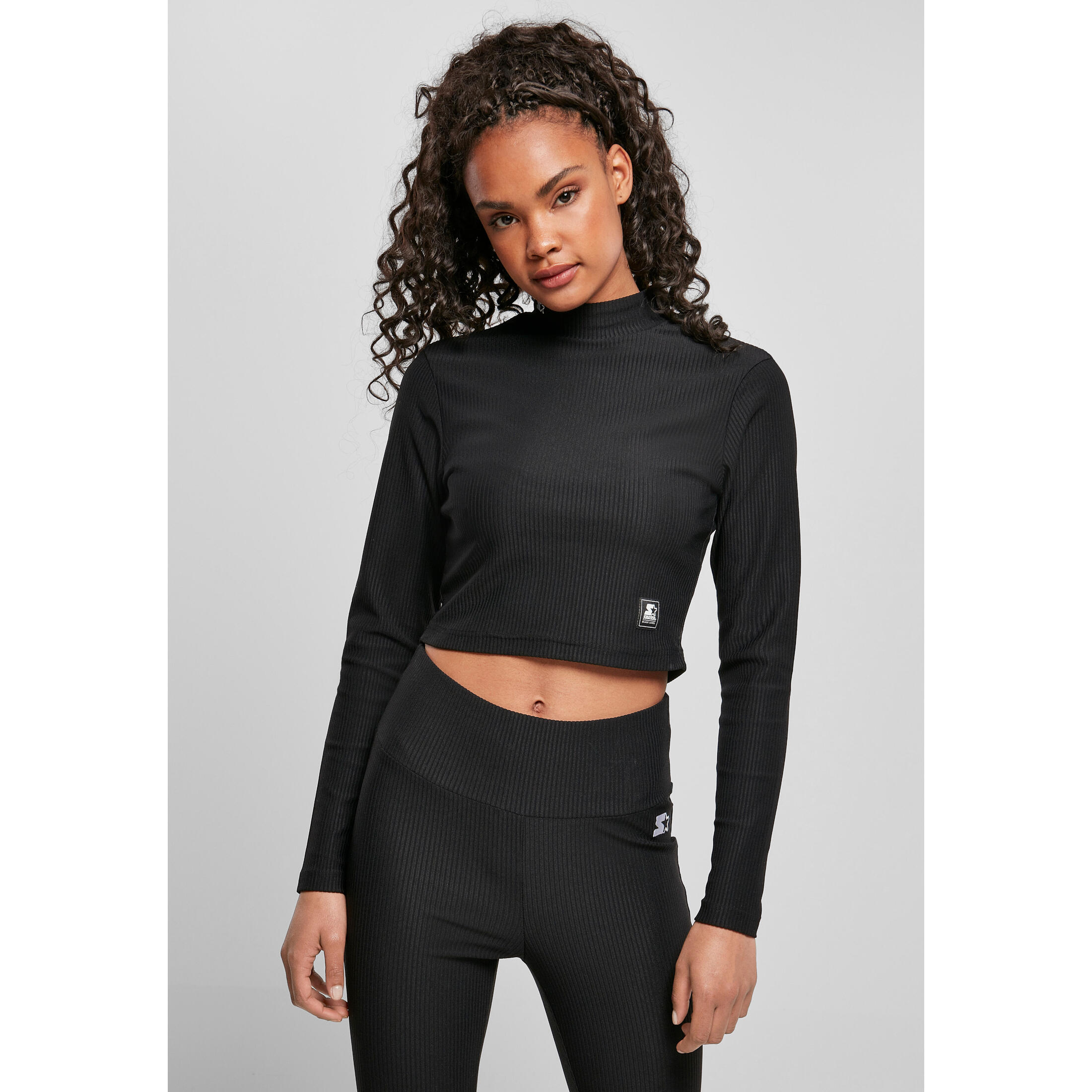 Urban Classics - Crop Top Col Roulé À Manches Longues Femme Urban Classics Starter Stretch - Maillot Manches Courtes - Noir - Decathlon