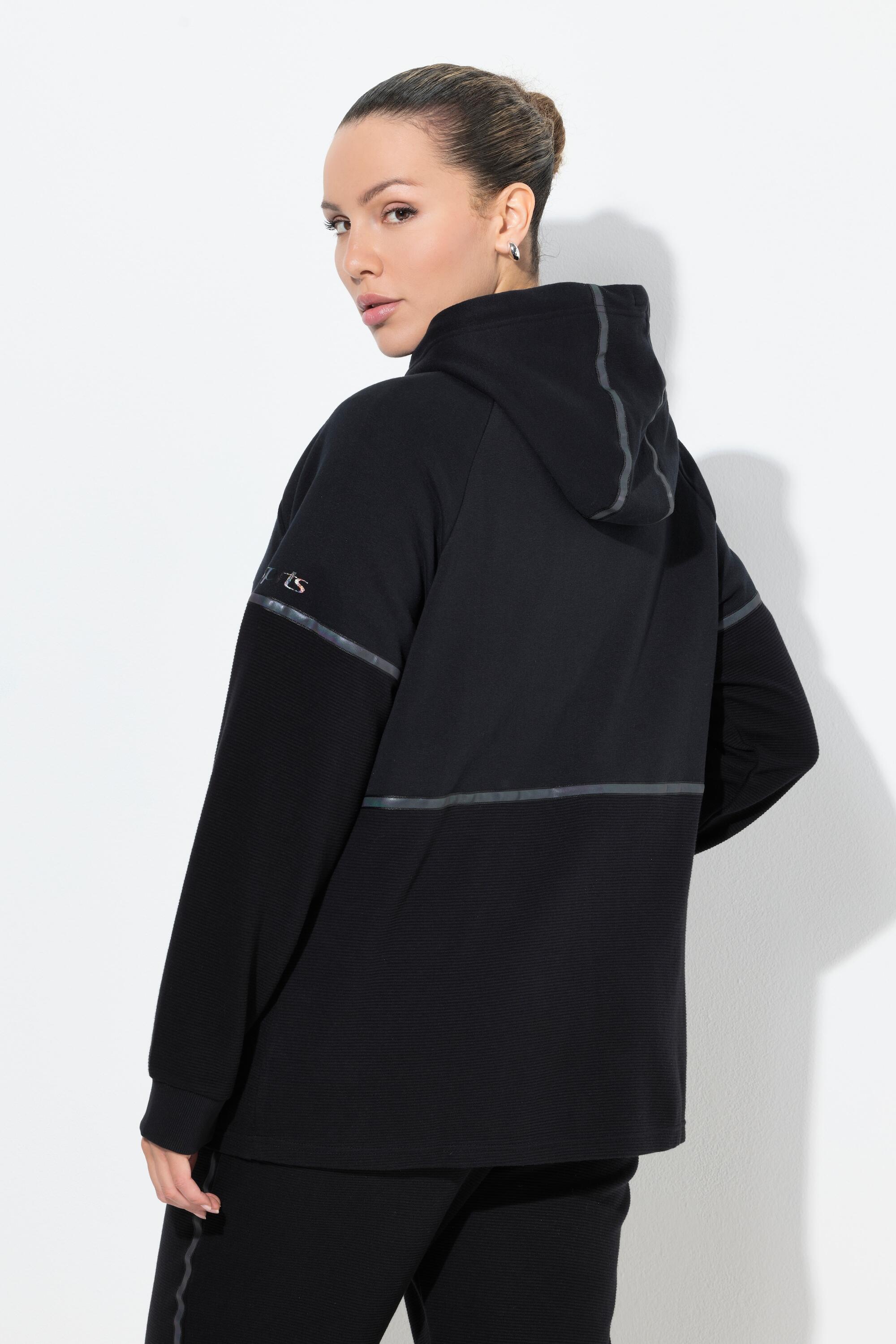 Damskie Bluza odblaskowe paski kaptur w połowie z eleganckiego weluru ottoman 2/6
