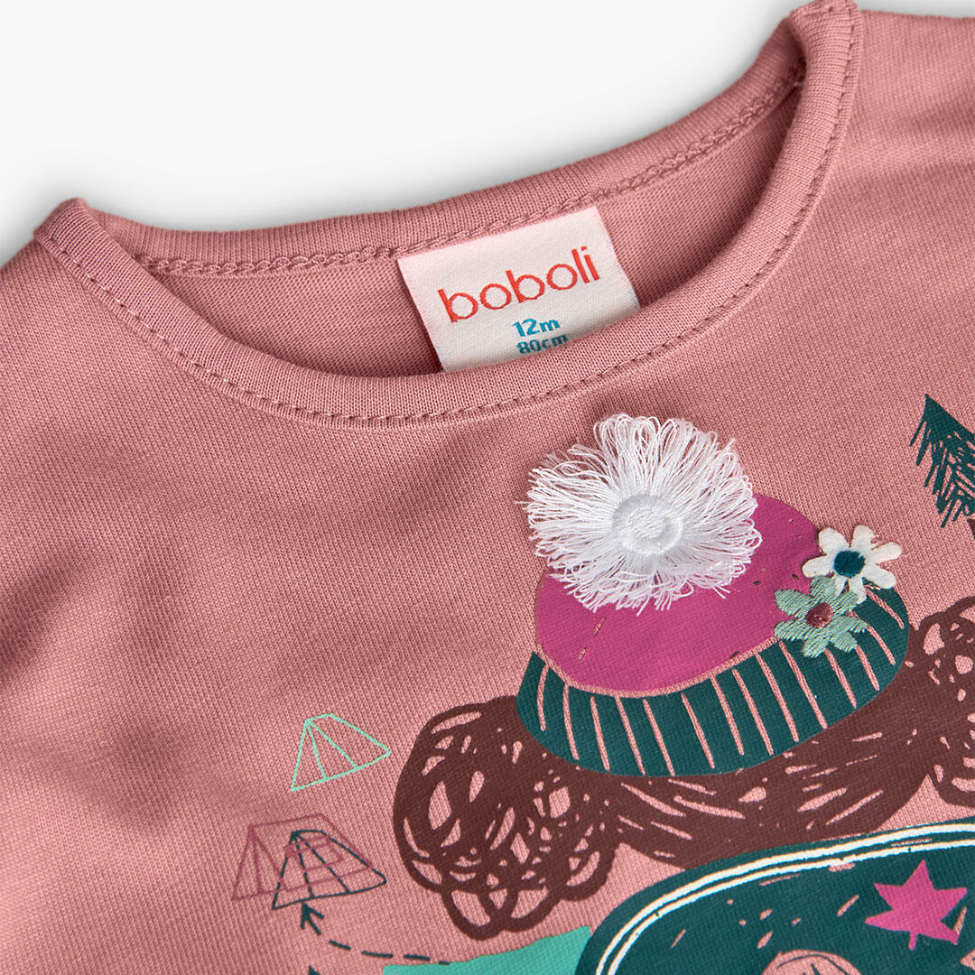 Camiseta Gimnasia Niña Boboli Rosa 3/4