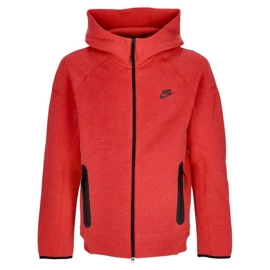 Nike Tech Fleece Windrunner Kapuzenjacke, Rot, Schwarz