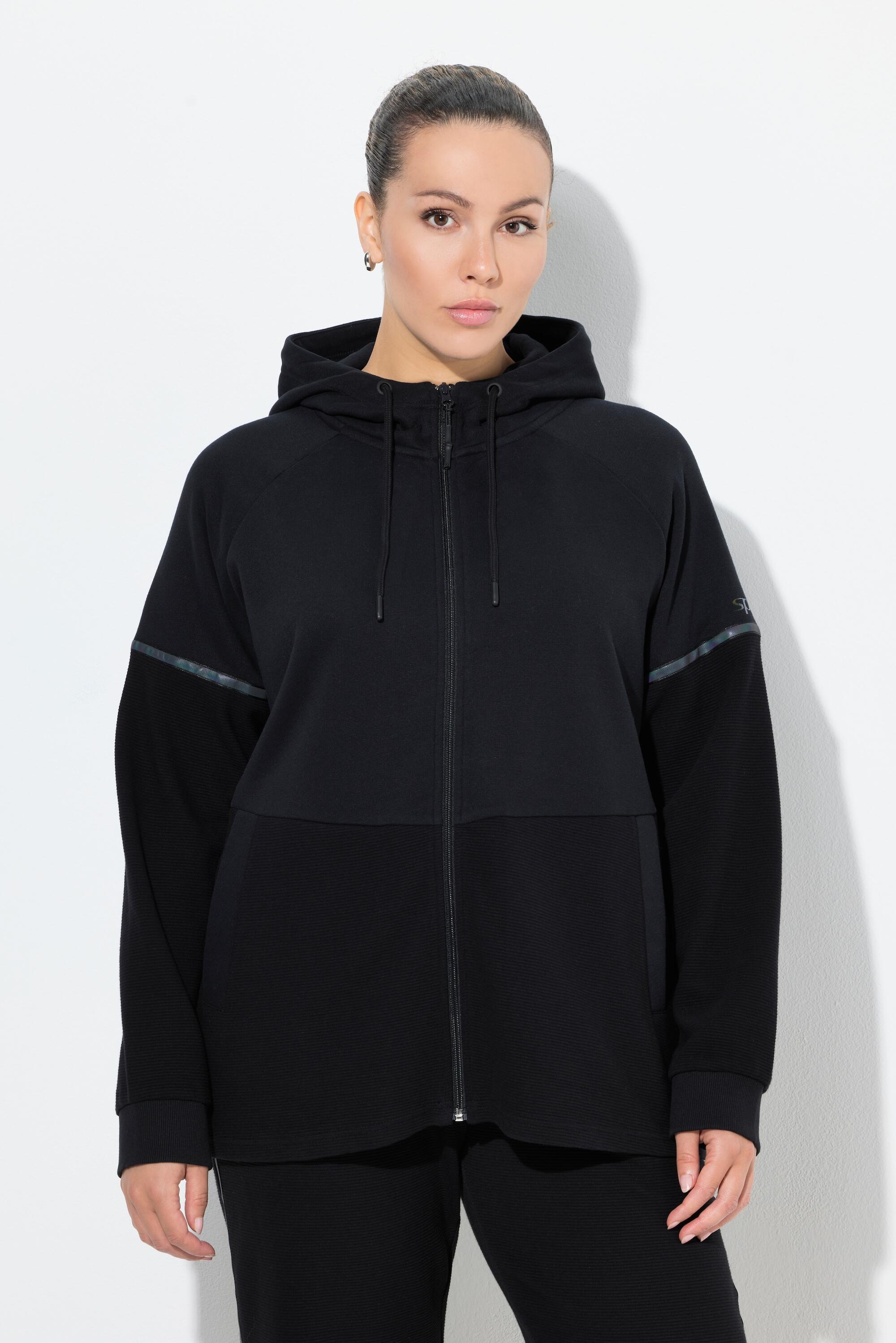 Damskie Bluza odblaskowe paski kaptur w połowie z eleganckiego weluru ottoman 1/6