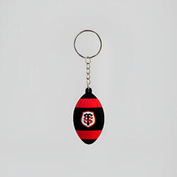 Porte clés Stade Toulousain Ballon de rugby en cuir Noir et rouge