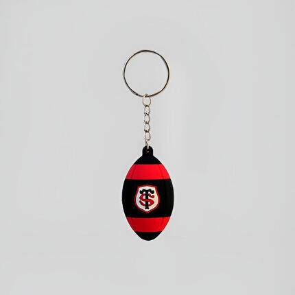 Porte clés Stade Toulousain Ballon de rugby en cuir Noir et rouge