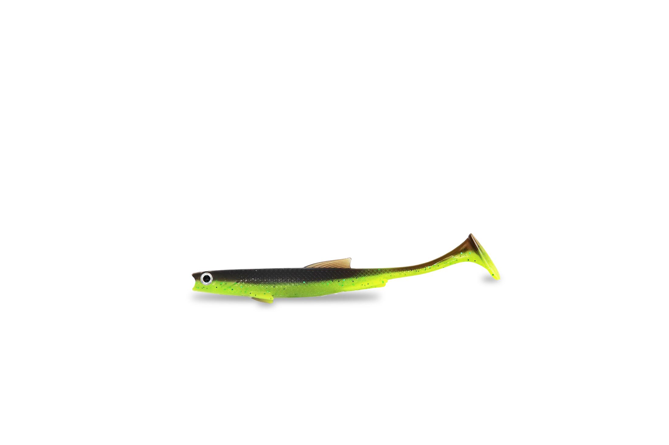 FISHINGGHOST Esca morbida siliconica-FISHINGGHOST-Renky Shad Slim (Choco Chartreuse, 12 cm)