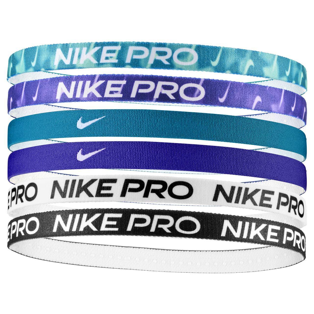 NIKE Fascia Per Capelli Classico Misura Confezione 6 Nike Flex Nero Bianco Blu