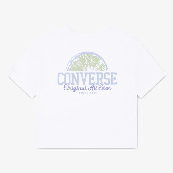 T-shirt ragazza converse cnvg front back fruit boxy tee - bianco 2/3