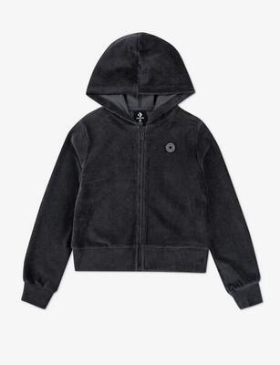 Felpa ragazza converse ribbed velour flared - grigio